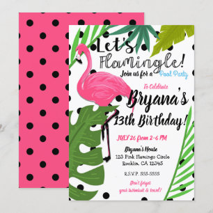 Rosa Flamingo Prickar Sommar Flamingle Fest </tran Inbjudningar