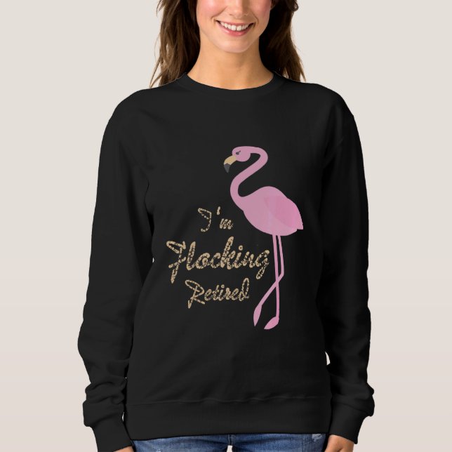 Rosa Flamingo Pun Present Im-flockning, pensionera T Shirt (Framsida)