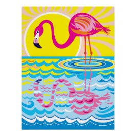 Rosa Flamingo Reflektion Perfect Poster