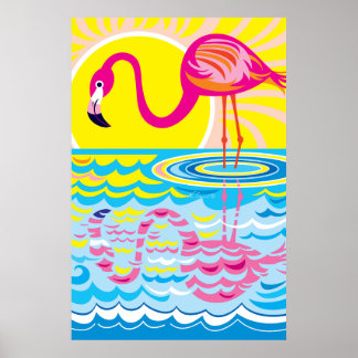 Rosa Flamingo Reflektion Poster