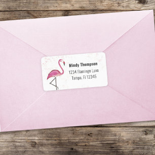 Rosa Flamingo Returadress Cute Snyggt Adressetikett