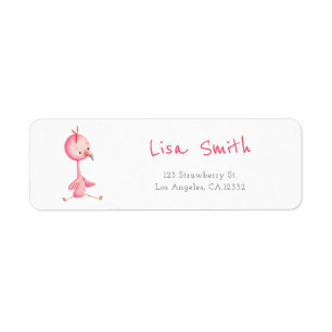 Rosa Flamingo Returadress Etikett