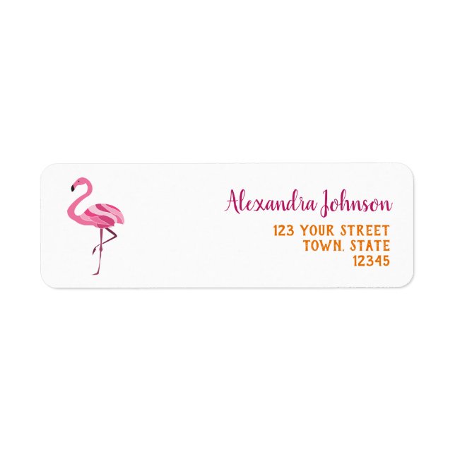 Rosa Flamingo Returadress Returadress Etikett (Framsidan)