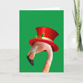 Rosa flamingo röd topp hatt julkort helgkort