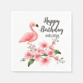 Rosa Flamingo Rosa Orchid Flora Birthday Pappersservett