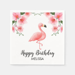 Rosa Flamingo Rosa Orkidé Födelsedag Pappersservett