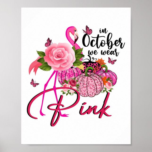 Rosa Flamingo Rosa Pumpkin i oktober Bära Rosa Poster (Framsidan)