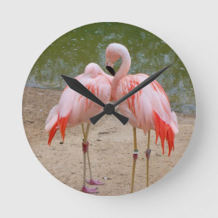rosa flamingo Round Clock Rund Klocka