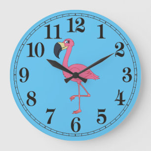 Rosa Flamingo Round-väggklocka (stor) Stor Klocka