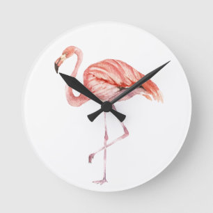 Rosa Flamingo Rund Klocka