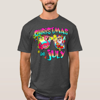 Rosa Flamingo Santa Hat jul i juli Sommar V T Shirt