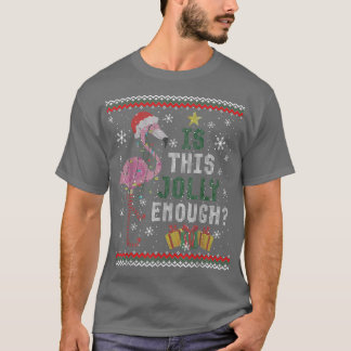 Rosa Flamingo Santa Hat jul Ugly Julafton 2021 M T Shirt