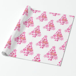 Rosa Flamingo Santa Snowflake Julgran Presentpapper