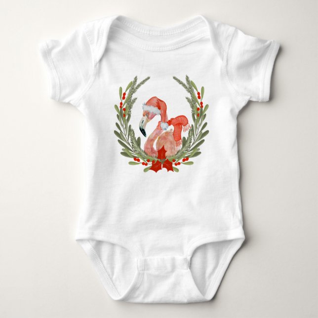 Rosa Flamingo Santa Wandejul T Shirt (Framsida)