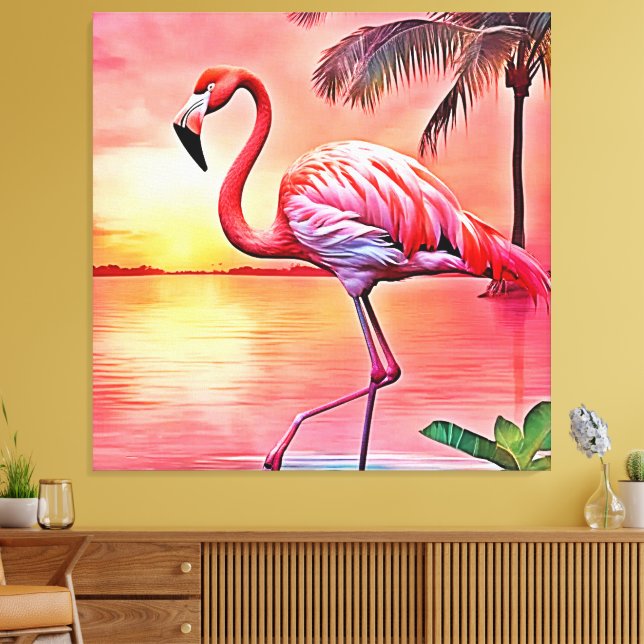 Rosa Flamingo Scene Design Canvastryck (Insitu (Vardagsrum))