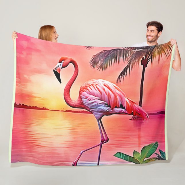 Rosa Flamingo Scene Design Fleecefilt (På plats)