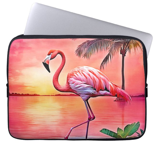 Rosa Flamingo Scene Design Laptop Fodral (Framsidan)