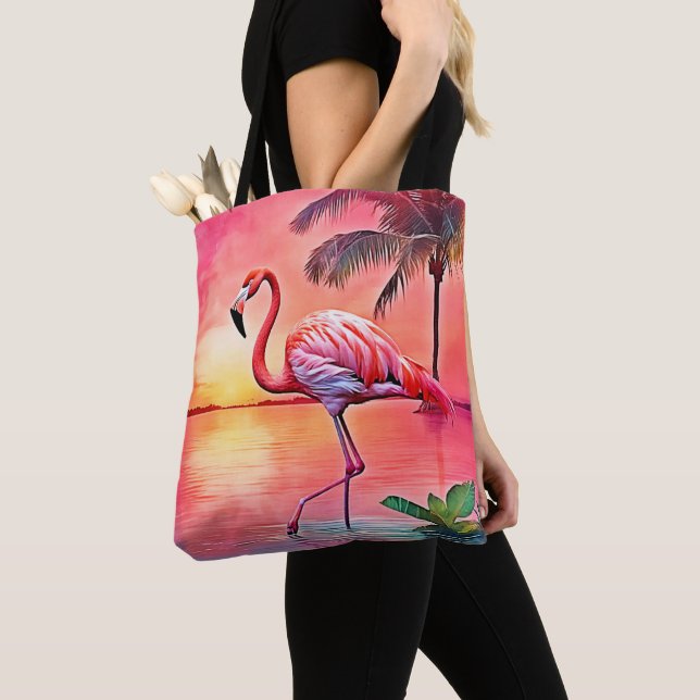 Rosa Flamingo Scene Design Tygkasse (Närbild)