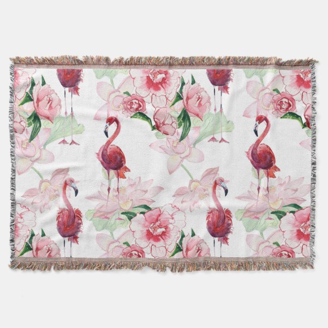 Rosa Flamingo: Seamless Mönster Elegance Filt (Framsidan)