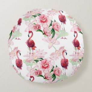Rosa Flamingo: Seamless Mönster Elegance Rund Kudde