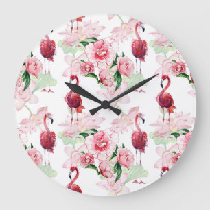 Rosa Flamingo: Seamless Mönster Elegance Stor Klocka