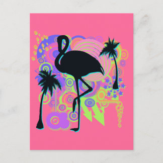 Rosa Flamingo Silhouette Vykort