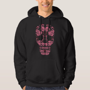 Rosa Flamingo Skulls medvetandehöjdpunkt vid bröst Hoodie
