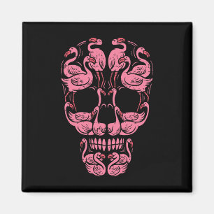 Rosa Flamingo Skulls medvetandehöjdpunkt vid bröst Magnet