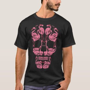 Rosa Flamingo Skulls medvetandehöjdpunkt vid bröst T Shirt