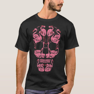 Rosa Flamingo Skulls medvetandehöjdpunkt vid bröst T Shirt