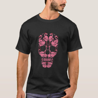 Rosa Flamingo Skulls medvetandehöjdpunkt vid bröst T Shirt