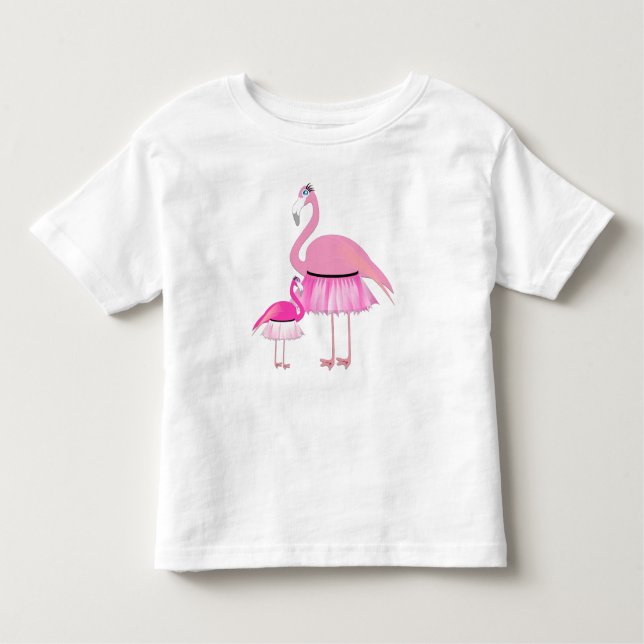 Rosa Flamingo Småbarn Ruffle Dress T-shirt (Framsida)