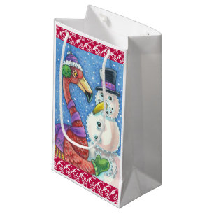 Rosa Flamingo Snögubbe CHRISTMAS GIFT BAG