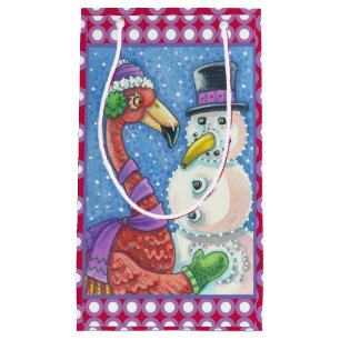 ROSA FLAMINGO SNÖGUBBE CHRISTMAS GIFT BAG Small
