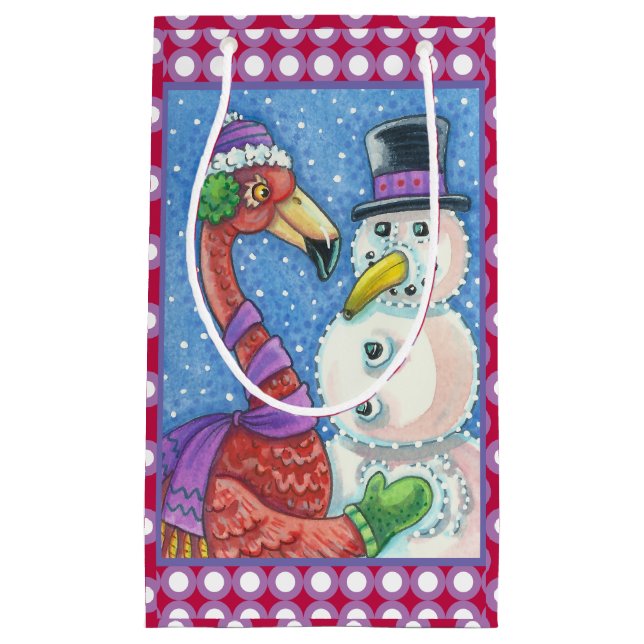 ROSA FLAMINGO SNÖGUBBE CHRISTMAS GIFT BAG Small (Framsidan)