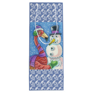 ROSA FLAMINGO SNÖGUBBE CHRISTMAS GIFT BAG - VIN