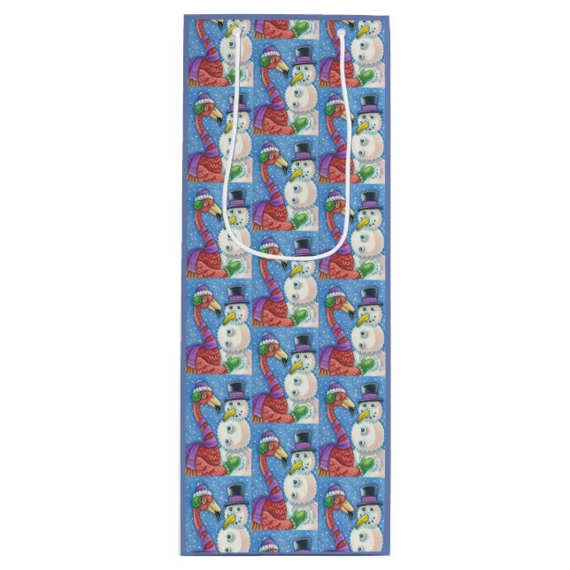 ROSA FLAMINGO SNÖGUBBE CHRISTMAS GIFT BAG - VIN (Framsidan)