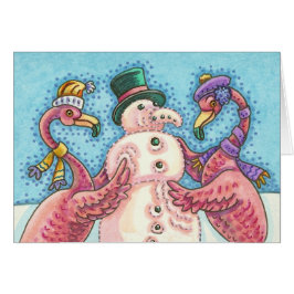 ROSA FLAMINGO SNÖGUBBE, CHRISTMAS GREETING CARD B OBS KORT