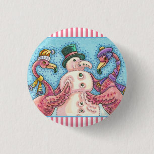 ROSA FLAMINGO SNÖGUBBE CHRISTMAS KNAPPRund Knapp
