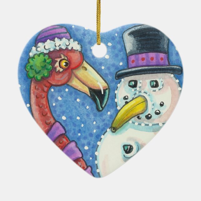 ROSA FLAMINGO SNÖGUBBE CHRISTMAS ORNAMENT Heart (Baksidan)