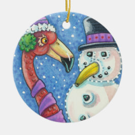 ROSA FLAMINGO SNÖGUBBE CHRISTMAS ORNAMENT Round