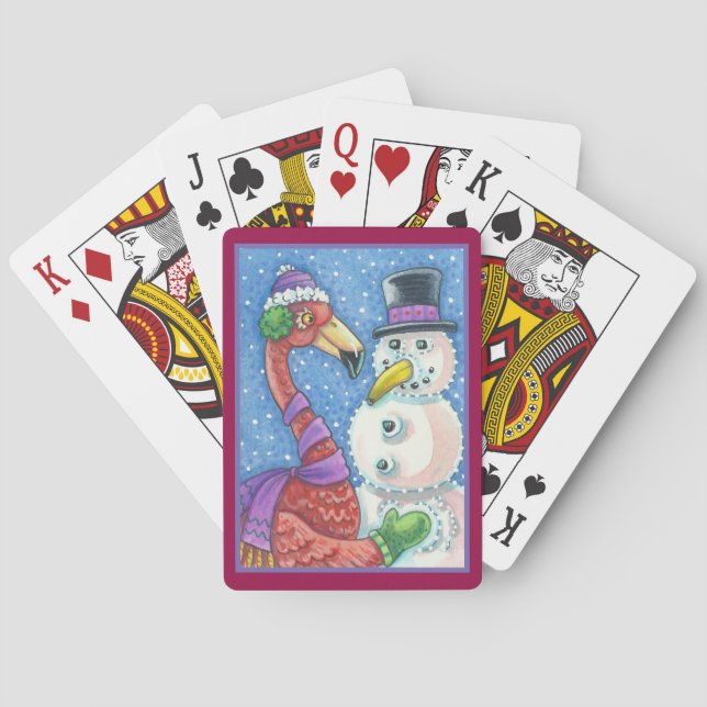ROSA FLAMINGO SNÖGUBBE CHRISTMAS PLAYDS CARDS CASINOKORT (Baksidan)