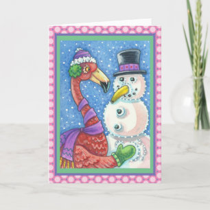 ROSA FLAMINGO SNÖGUBBE JULHÄLSNINGAR KORTSKORTSKOR HELGKORT