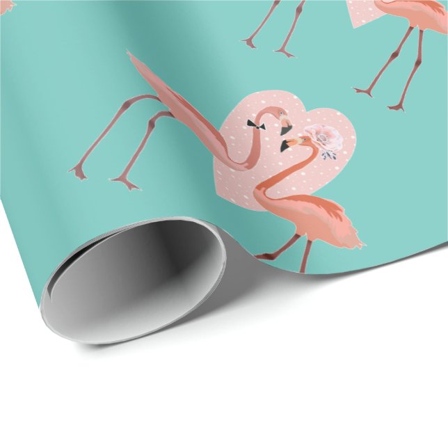 Rosa Flamingo snyggt  kärlek Presentpapper (Rullad Hörn)