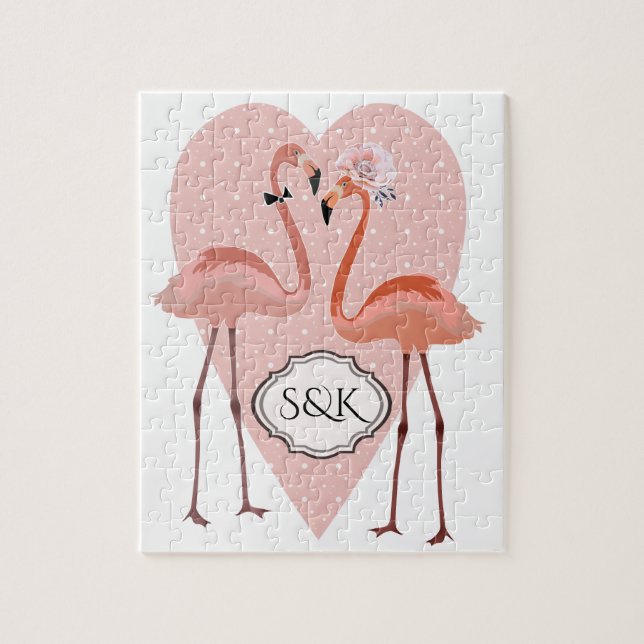 Rosa Flamingo snyggt  kärlek Pussel (Vertikal)