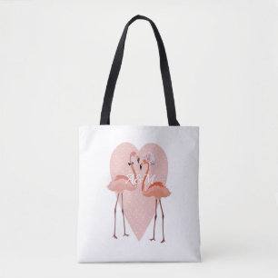 Rosa Flamingo snyggt  kärlek Tygkasse