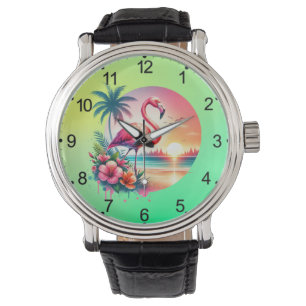 Rosa Flamingo Solnedgång Clipart-93938 Armbandsur