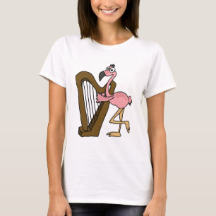 Rosa Flamingo som AI leker harpan Tee Shirt
