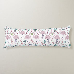 Rosa flamingo sömlös mönster på vit bakgrund kroppskudde