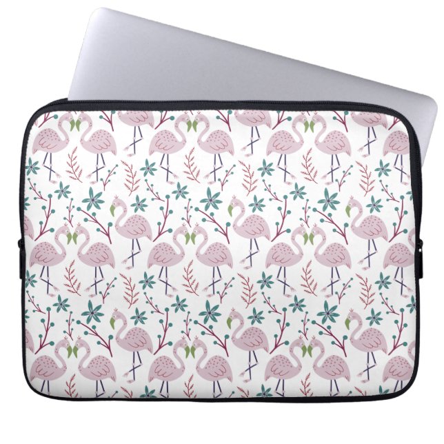 Rosa flamingo sömlös mönster på vit bakgrund laptop fodral (Framsidan)